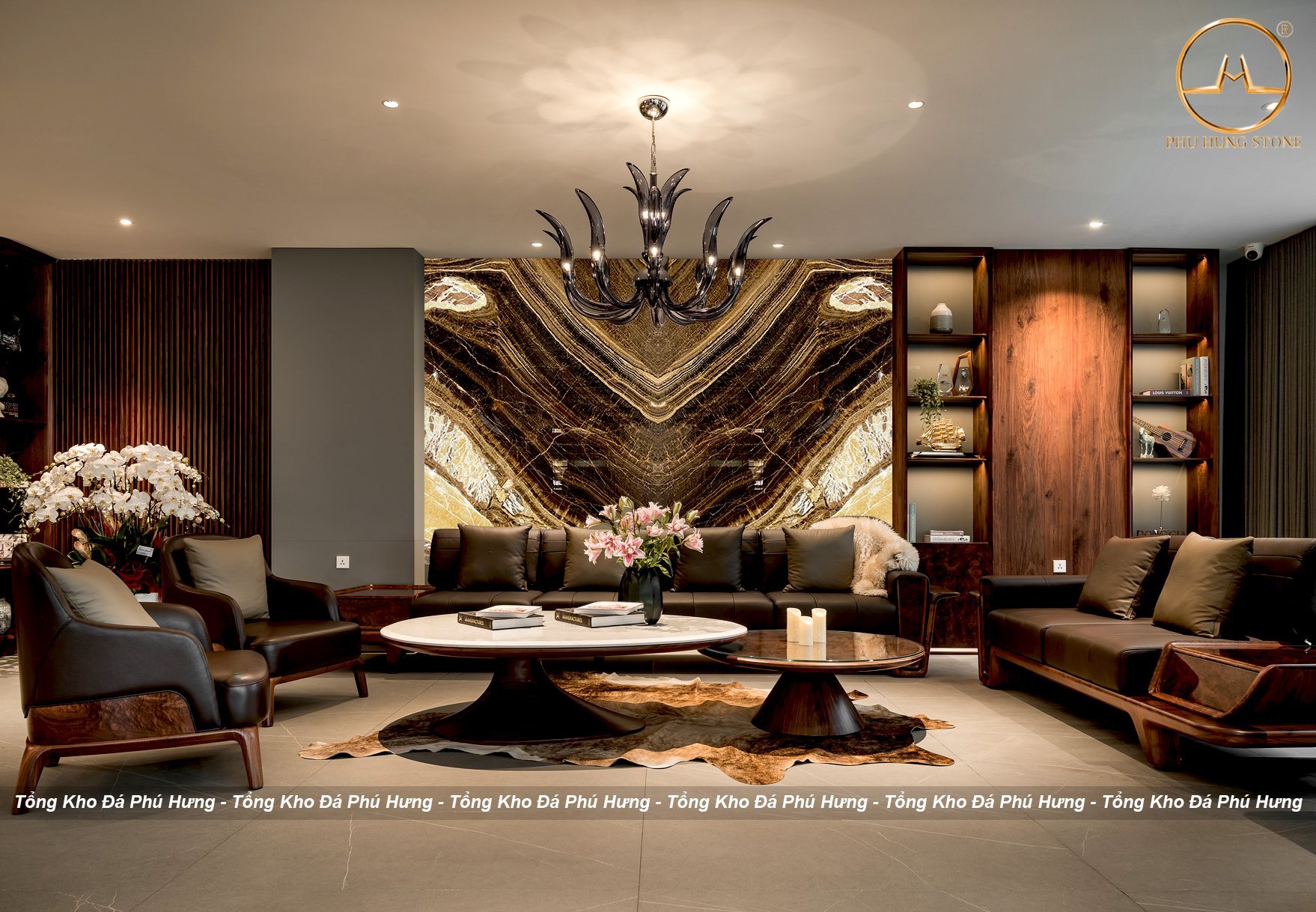 Hình ảnh Tranh trang trí sử dụng đá onyx nâu cổ điển
