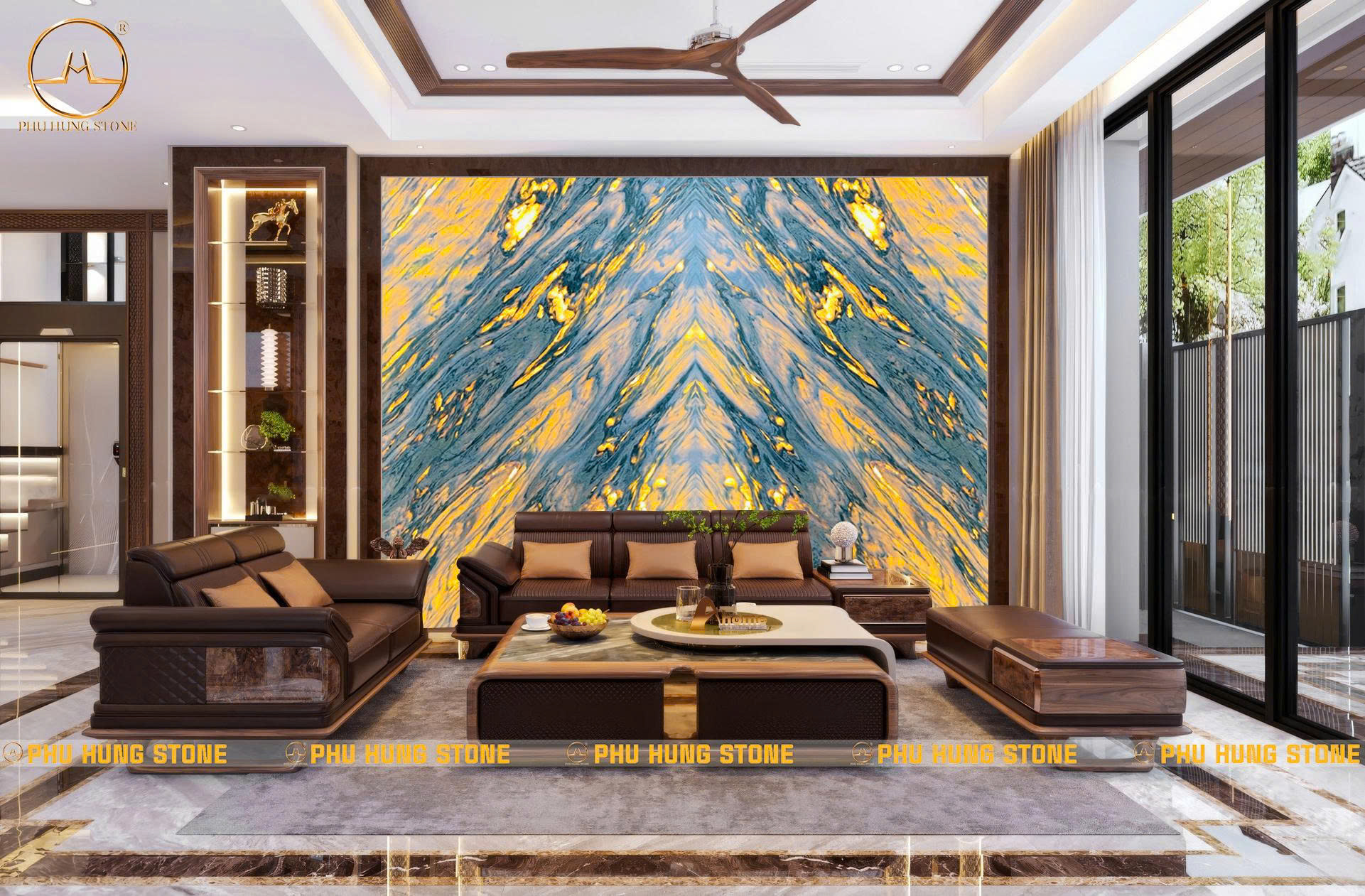 Hình ảnh Tranh xuyên sáng Granite Milano đẹp sang
